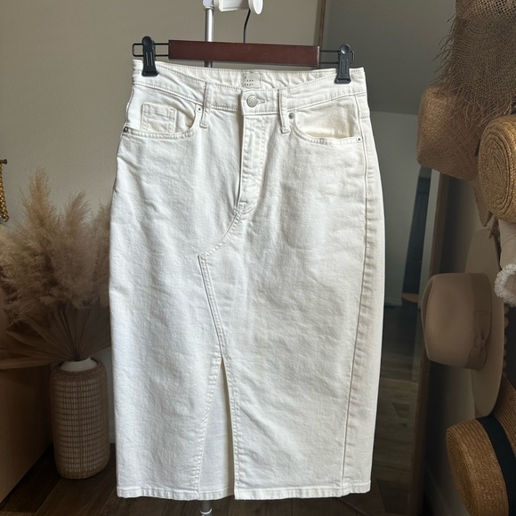 Cream Midi Denim Skirt - Picture 1 of 5